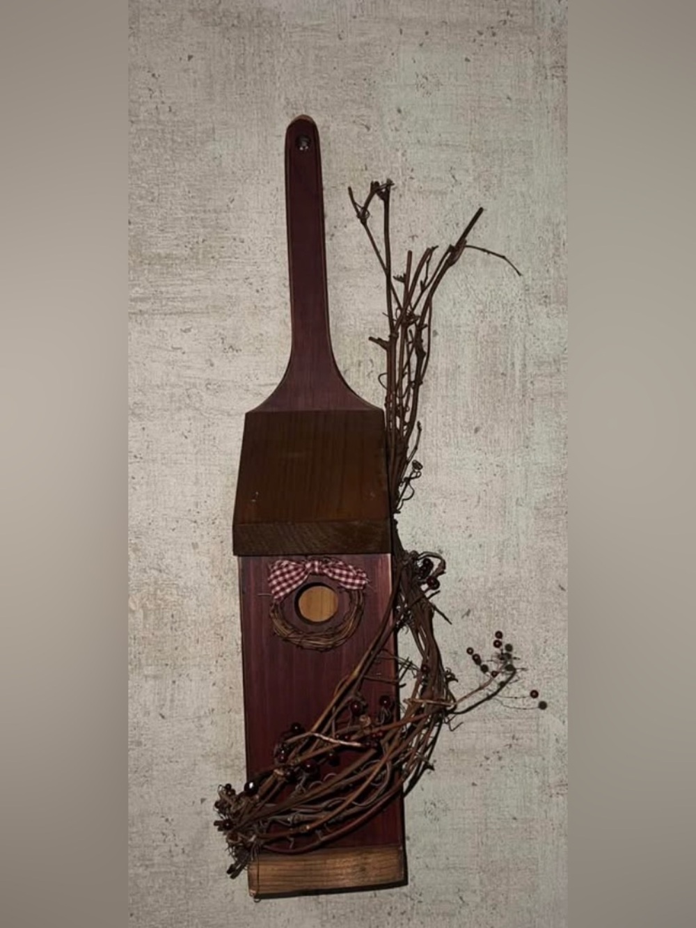 Rustic, Americana Red and Brown Wooden Wall Birdhouse Decor